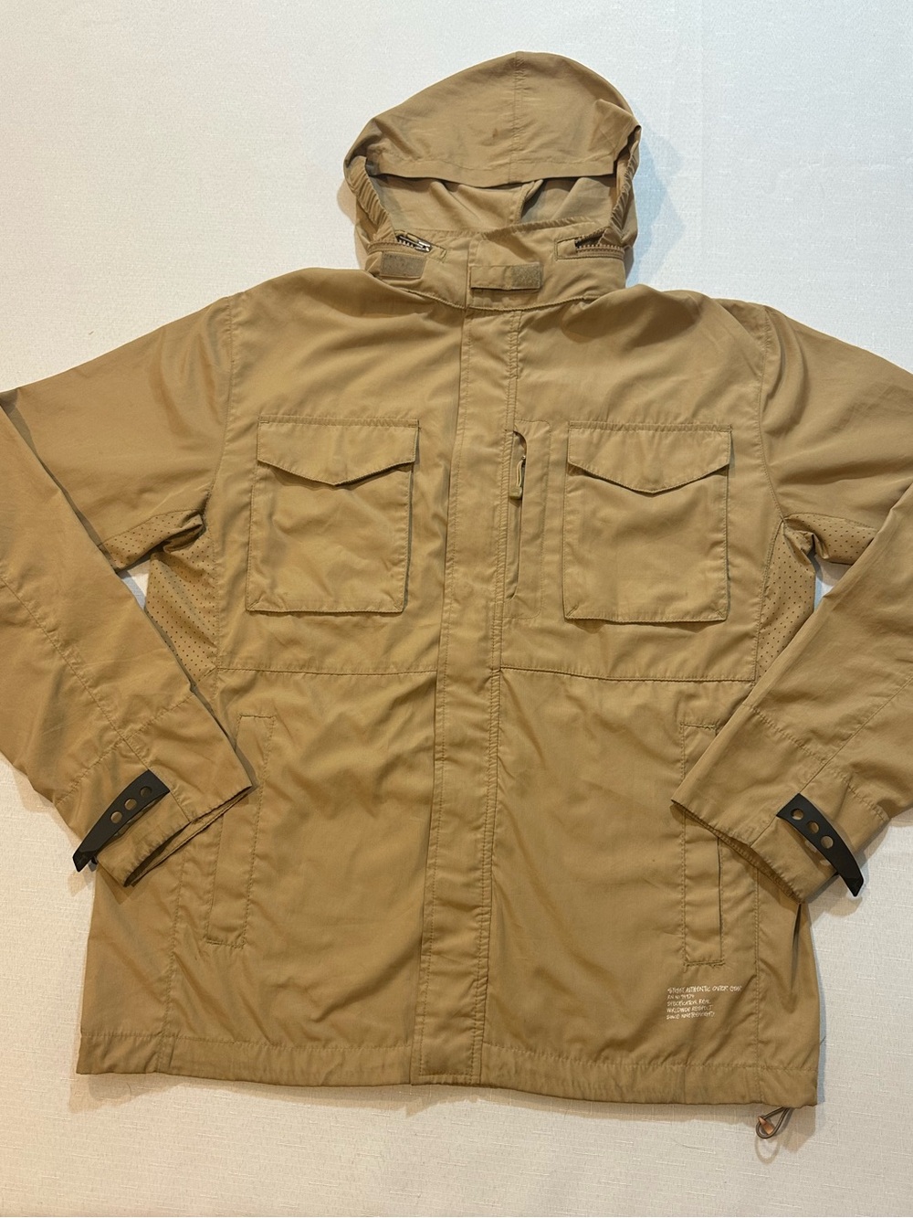 Stussy Authentic Outer Gear Tan Hooded Utility Jacket S Y2K